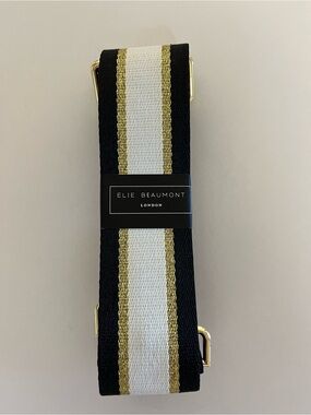 Elie Beaumont Black, White & Gold Stripe Crossbody Strap